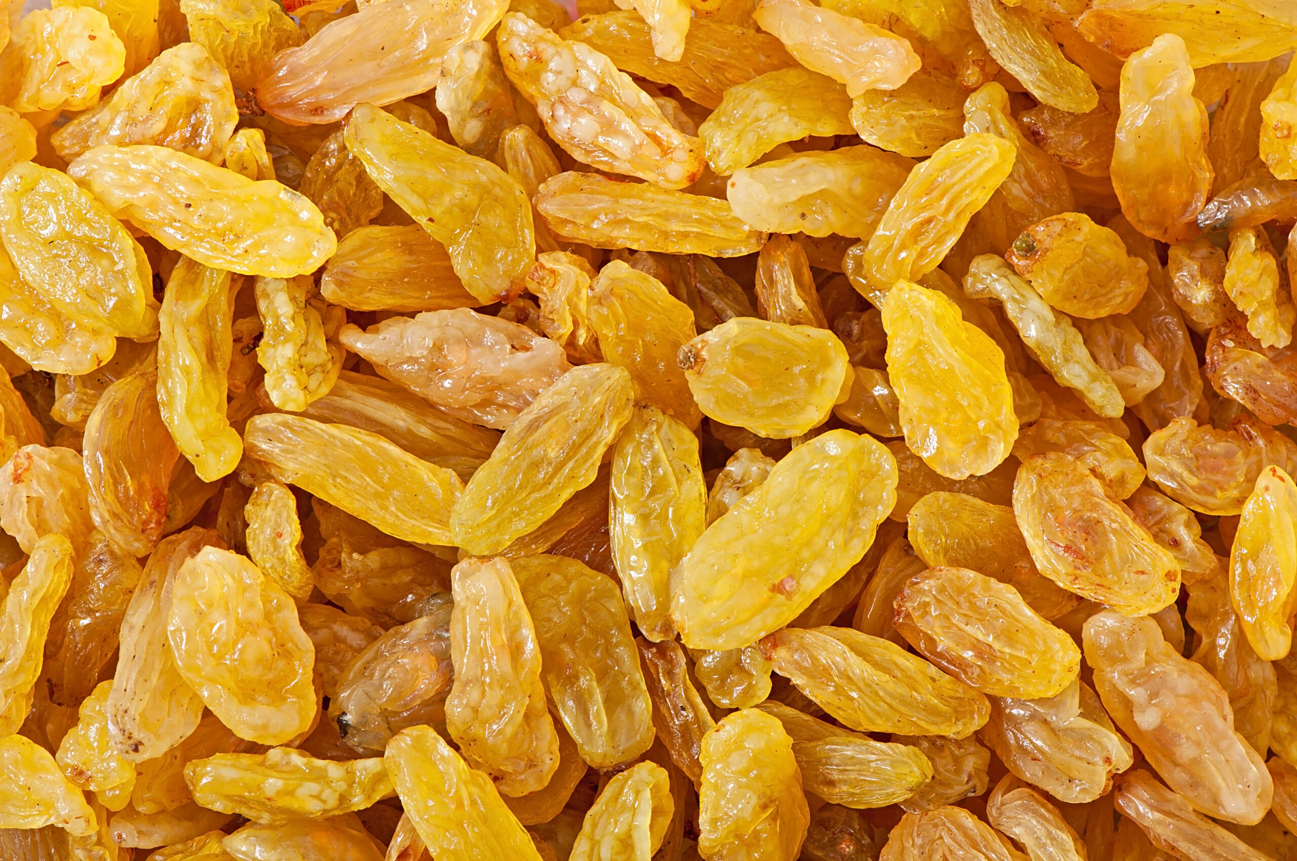 Golden raisins background